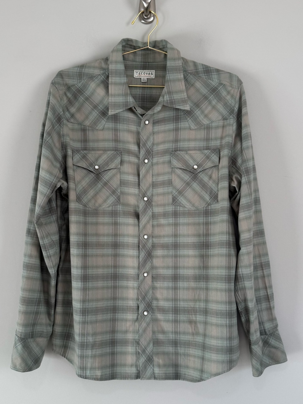 Tecovas Sage Green Plaid Western Button-Down Shirt